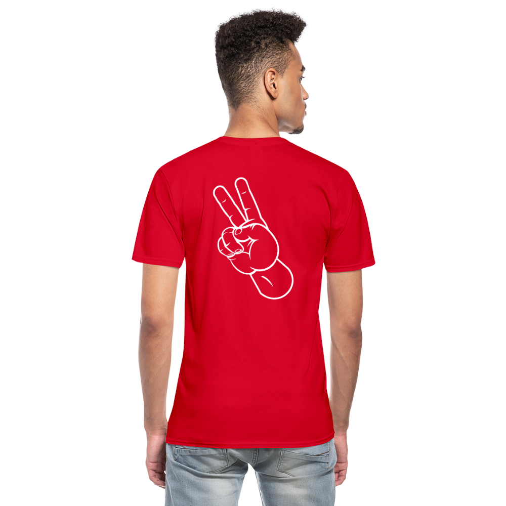 PEACE - Klassisches Männer-T-Shirt mit V-Ausschnitt - Rot