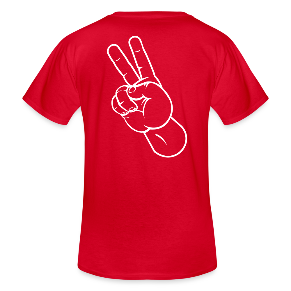 PEACE - Klassisches Männer-T-Shirt mit V-Ausschnitt - Rot