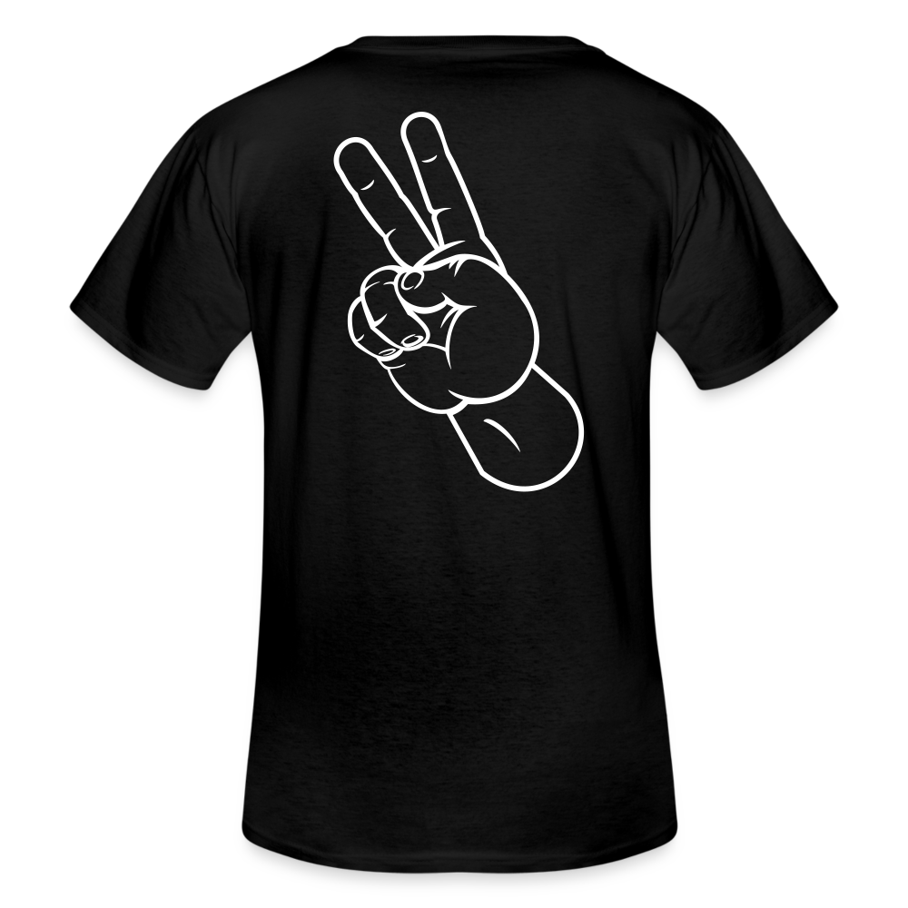 PEACE - Klassisches Männer-T-Shirt mit V-Ausschnitt - Schwarz