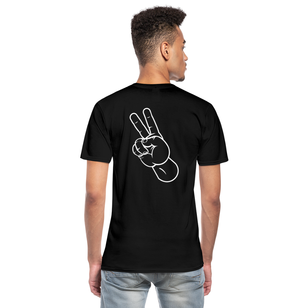 PEACE - Klassisches Männer-T-Shirt mit V-Ausschnitt - Schwarz