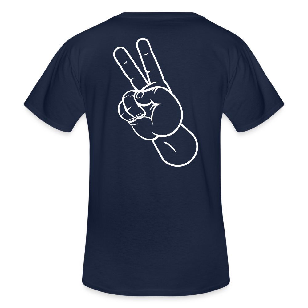 PEACE - Klassisches Männer-T-Shirt mit V-Ausschnitt - Navy