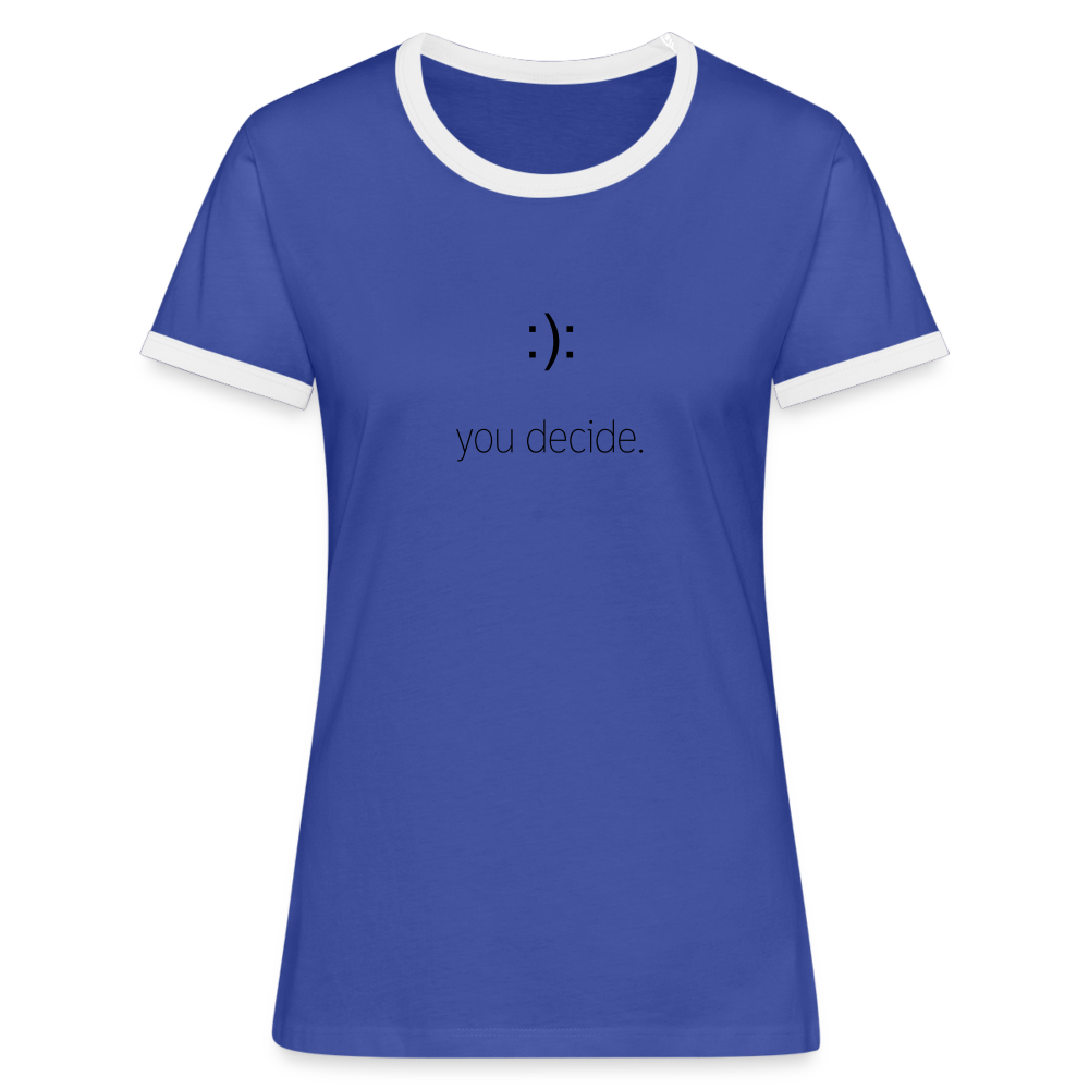 Frauen Kontrast-T-Shirt - Blau/Weiß