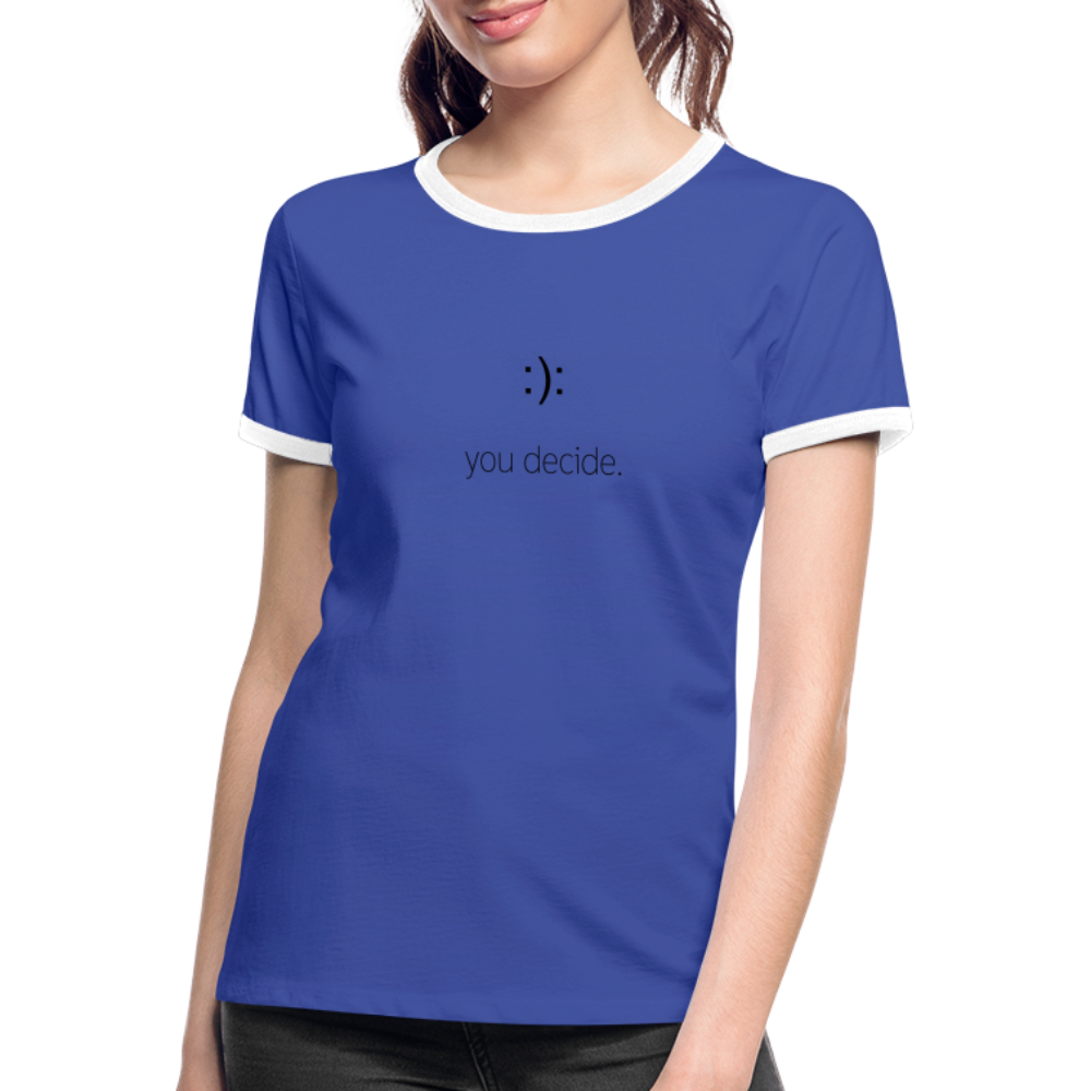 Frauen Kontrast-T-Shirt - Blau/Weiß