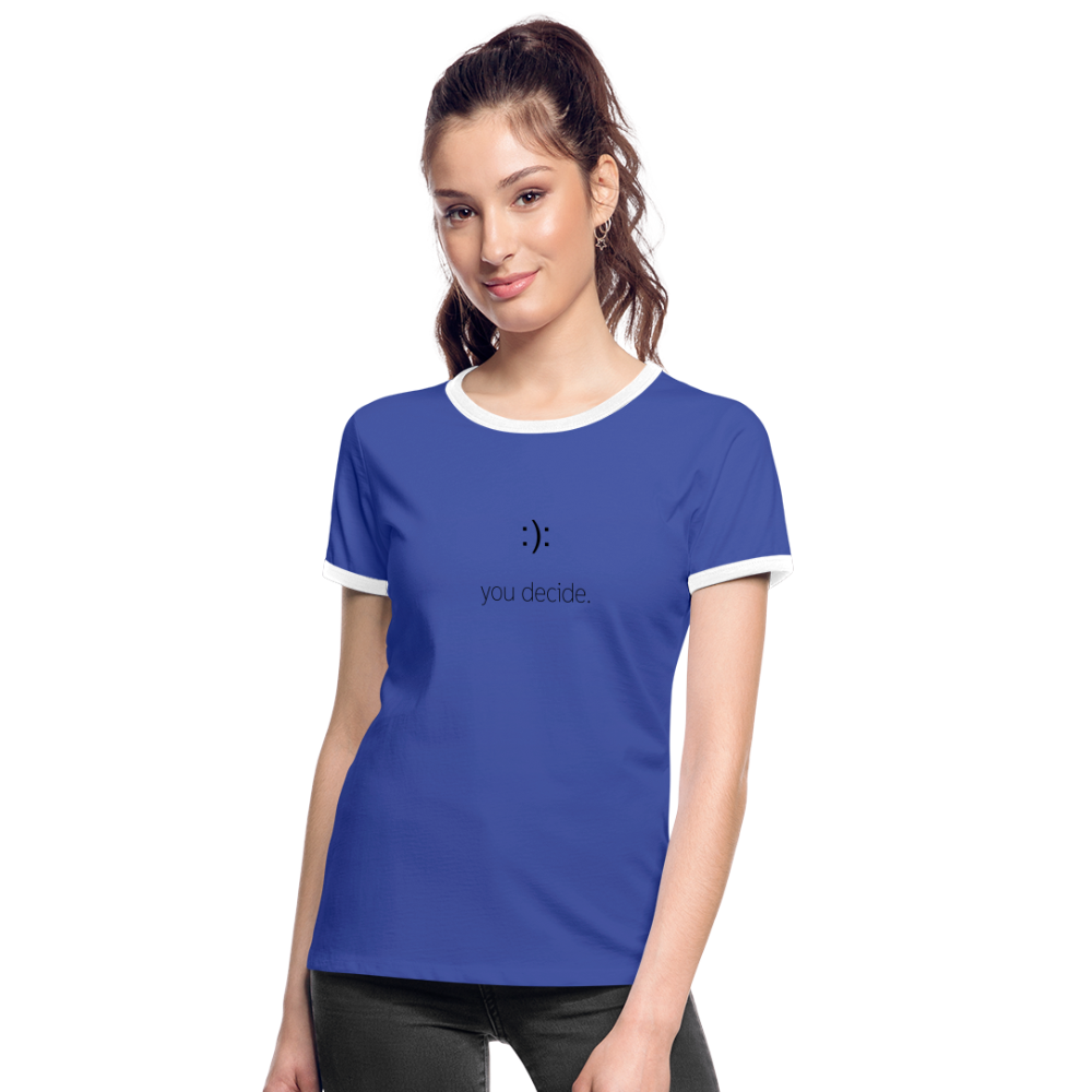 Frauen Kontrast-T-Shirt - Blau/Weiß