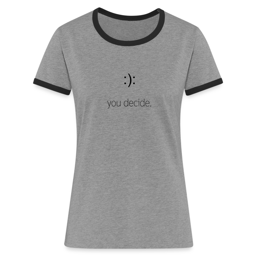 Frauen Kontrast-T-Shirt - Grau meliert/Schwarz