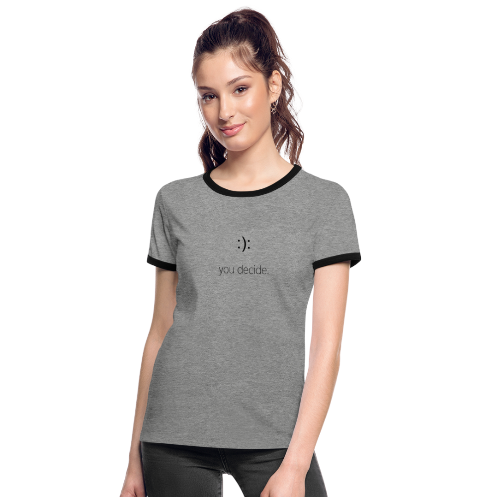 Frauen Kontrast-T-Shirt - Grau meliert/Schwarz