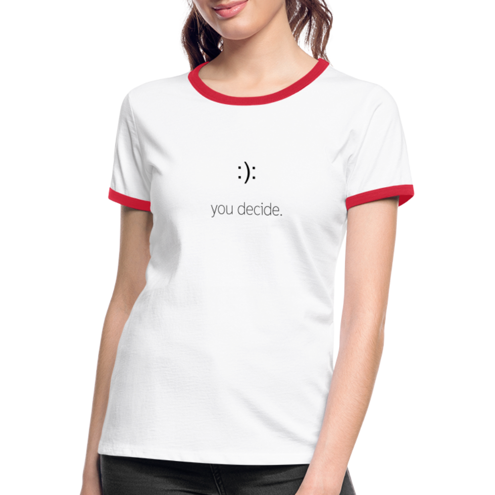 Frauen Kontrast-T-Shirt - Weiß/Rot