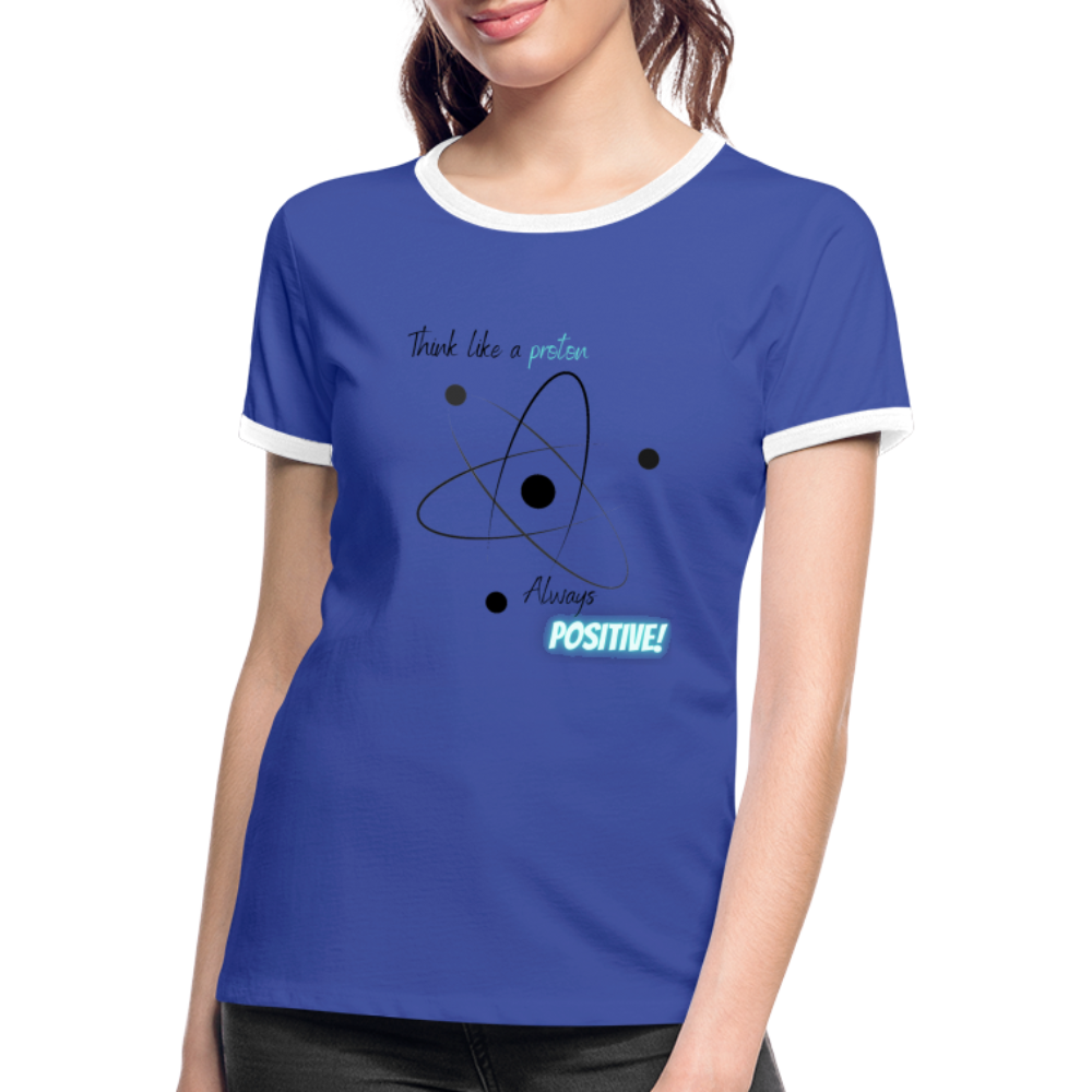 Frauen Kontrast-T-Shirt - Blau/Weiß